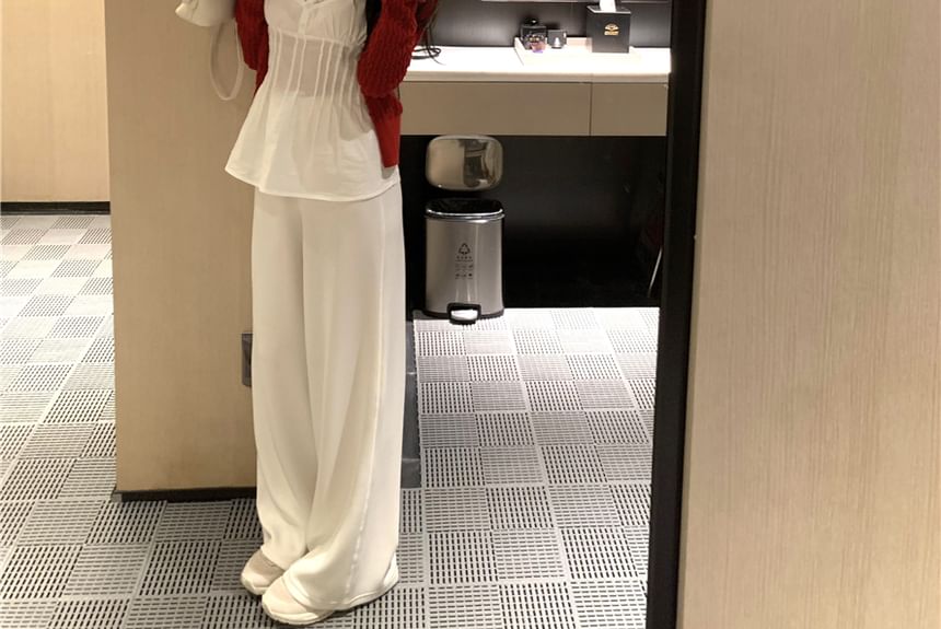 Plain Lace Camisole Top Panel / Pintuck Cardigan