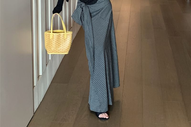 Panel Skirt Waist Lace Tank Maxi Top Cardigan Neck Scoop Plain High Pencil Pinstriped Plaid Tie-Up /