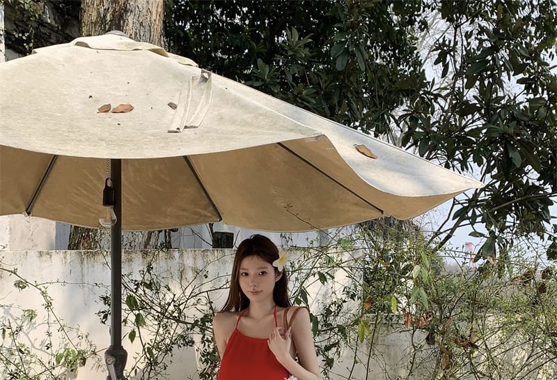 Rise Mini A-Line Dress Halter / Skirt Mesh Tiered Maxi Plain High