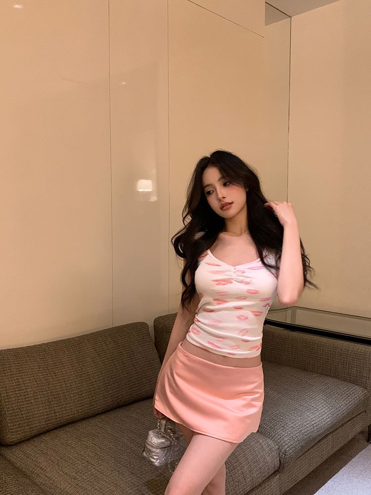 Print Scoop Skirt Mini / T-Shirt Short-Sleeve Neck