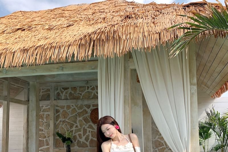 A-Line Skirt Mock Plain Top Maxi High Long-Sleeve / Rise Two-Piece