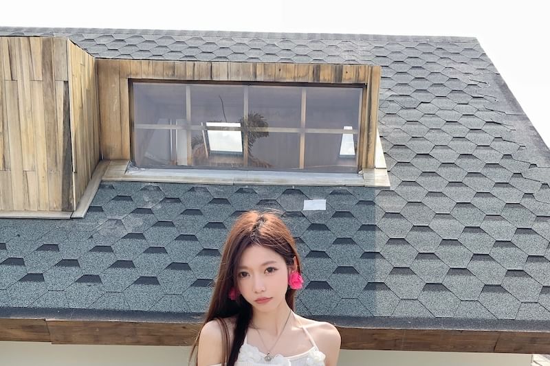 A-Line Skirt Mock Plain Top Maxi High Long-Sleeve / Rise Two-Piece