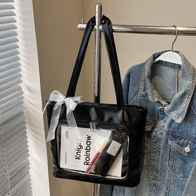 Bag Panel Faux Plain PVC Tote Leather