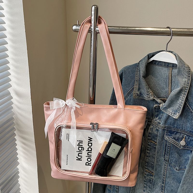 Bag Panel Faux Plain PVC Tote Leather