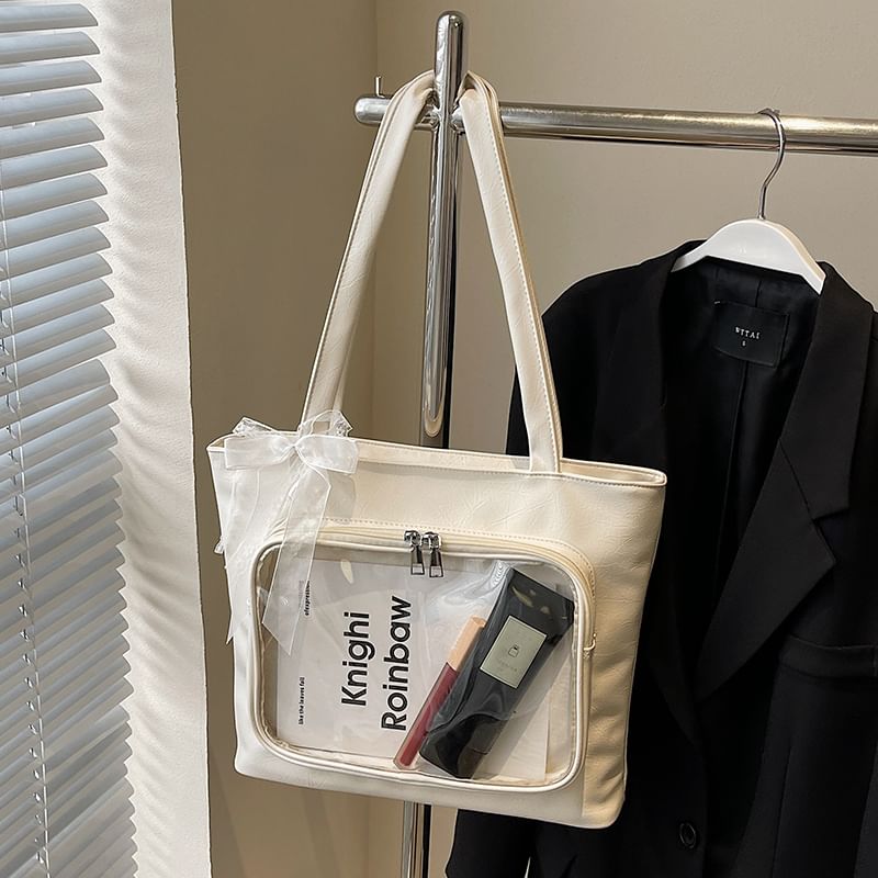 Bag Panel Faux Plain PVC Tote Leather