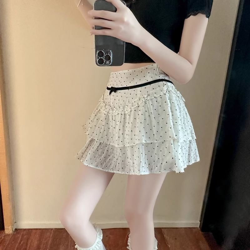 Skirt Dotted Mini Rise A-Line High