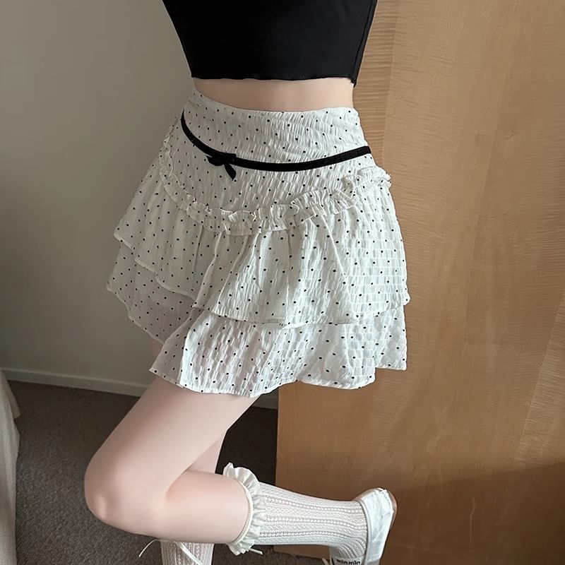 Skirt Dotted Mini Rise A-Line High