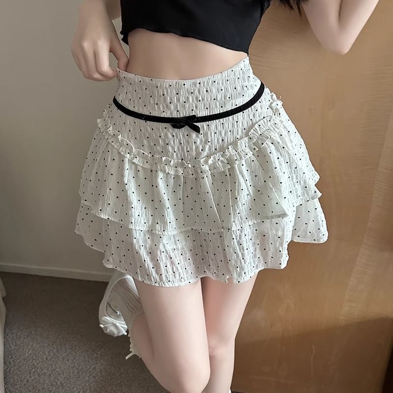 Skirt Dotted Mini Rise A-Line High