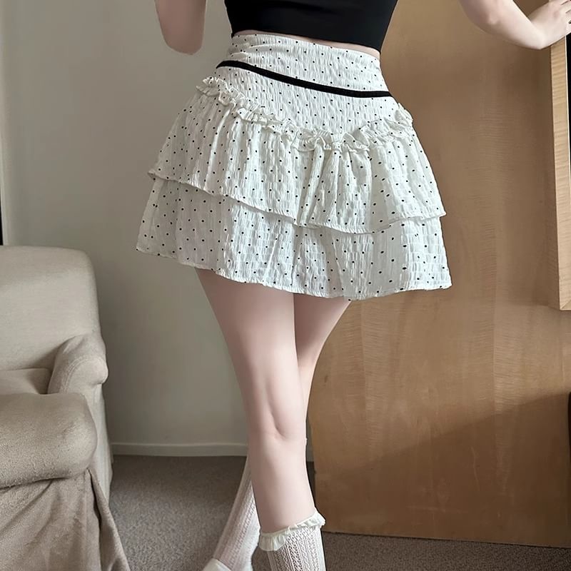 Skirt Dotted Mini Rise A-Line High