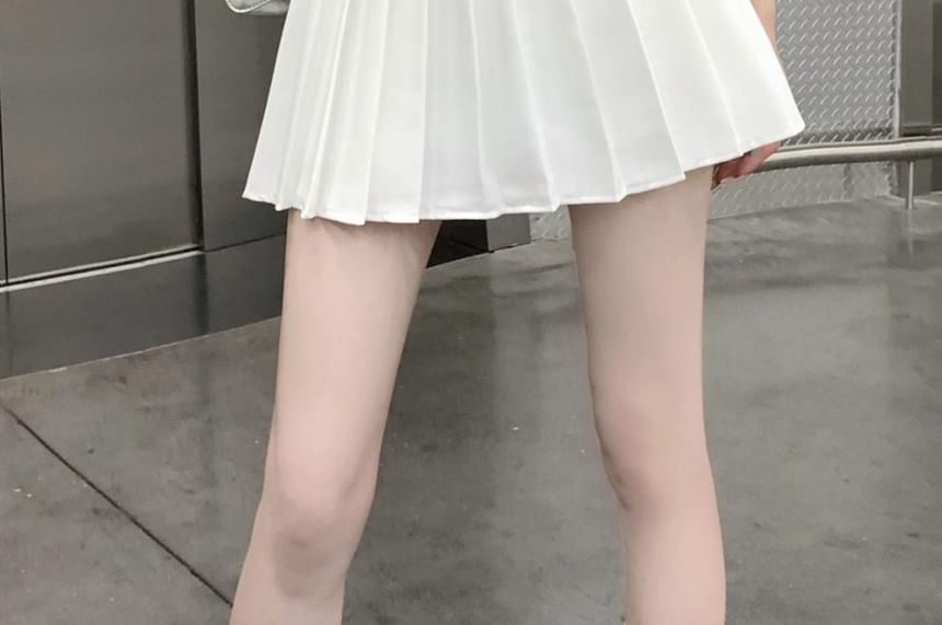 High Rise Skirt A-Line Pleated Plain Belted Mini