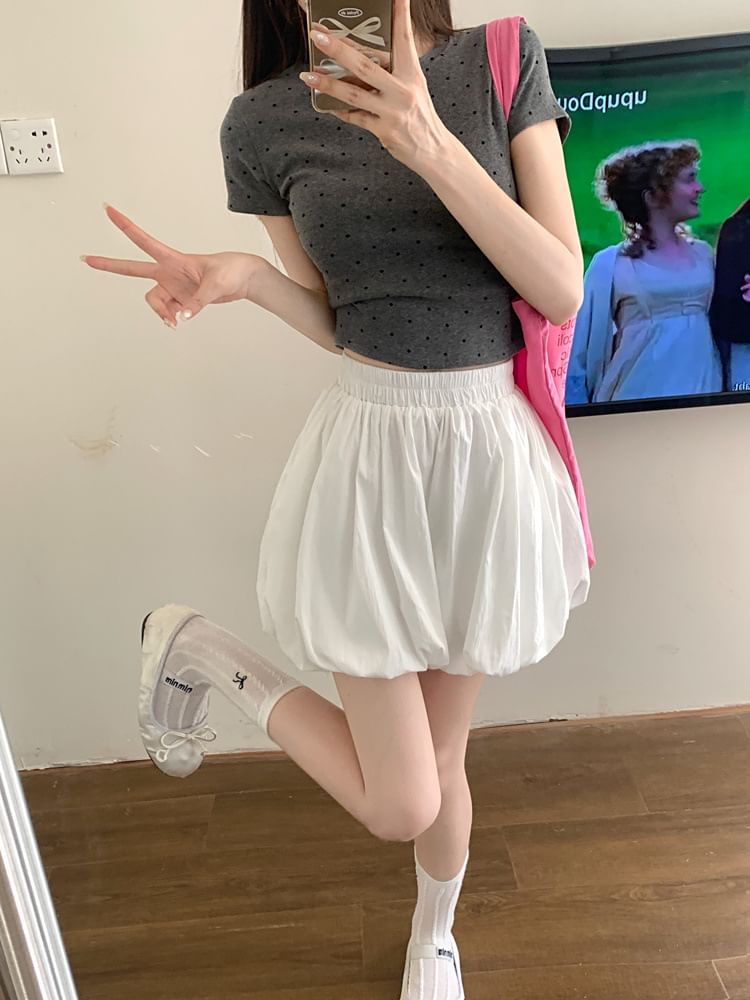 Plain Shorts Waist High Bubble