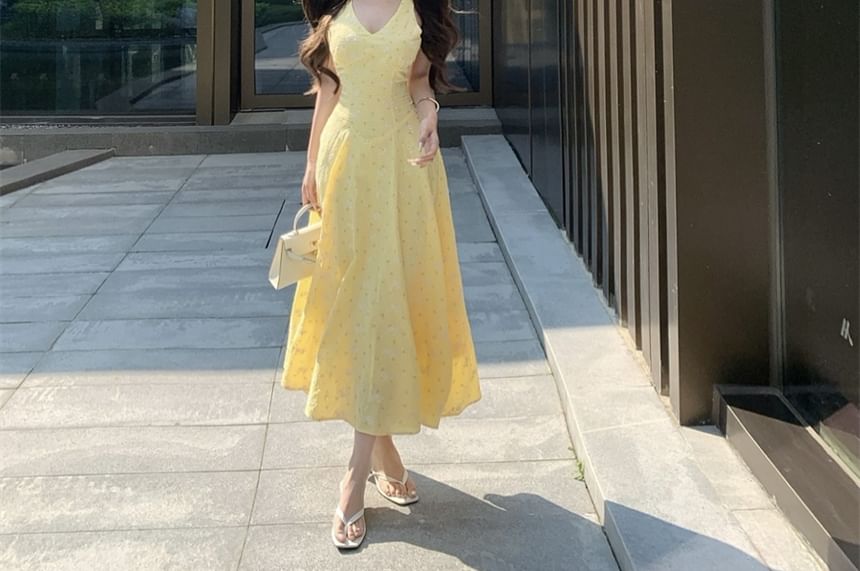 Sleeveless Floral V-Neck Midi Sundress