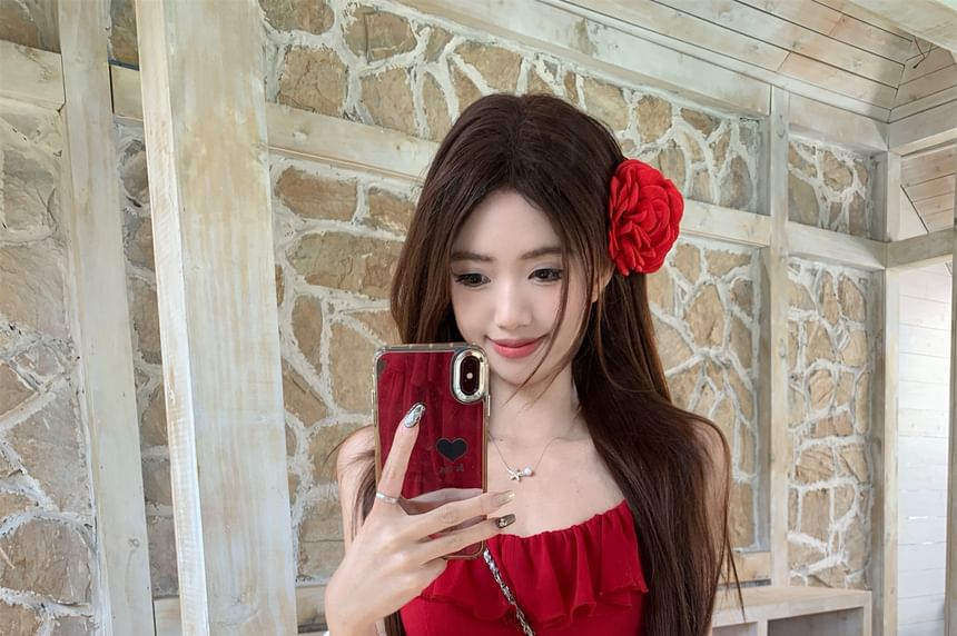 Spaghetti Plain Sundress Ruffle Mini Strap