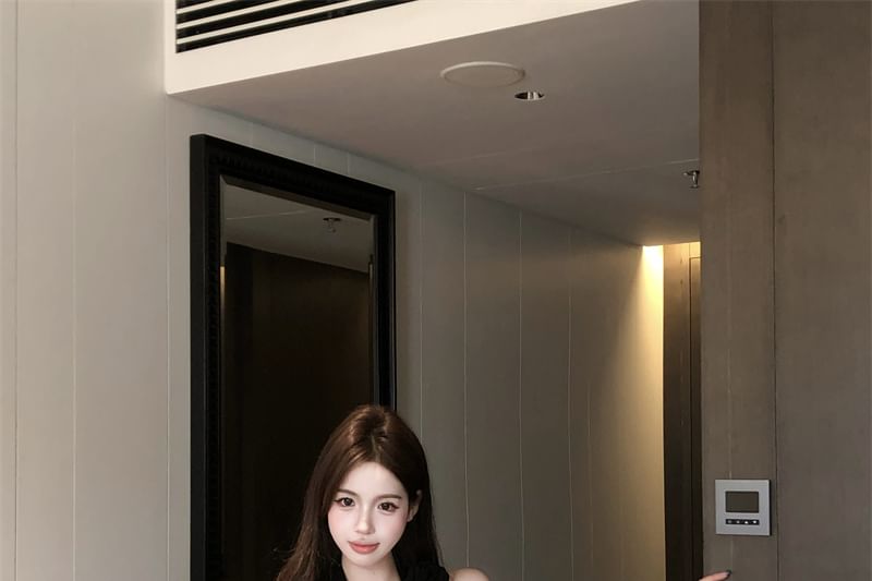 Mini Plain Dress One-Shoulder Bodycon