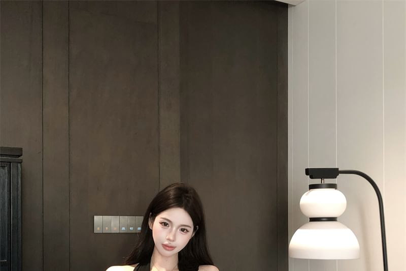 Mini Plain Dress One-Shoulder Bodycon