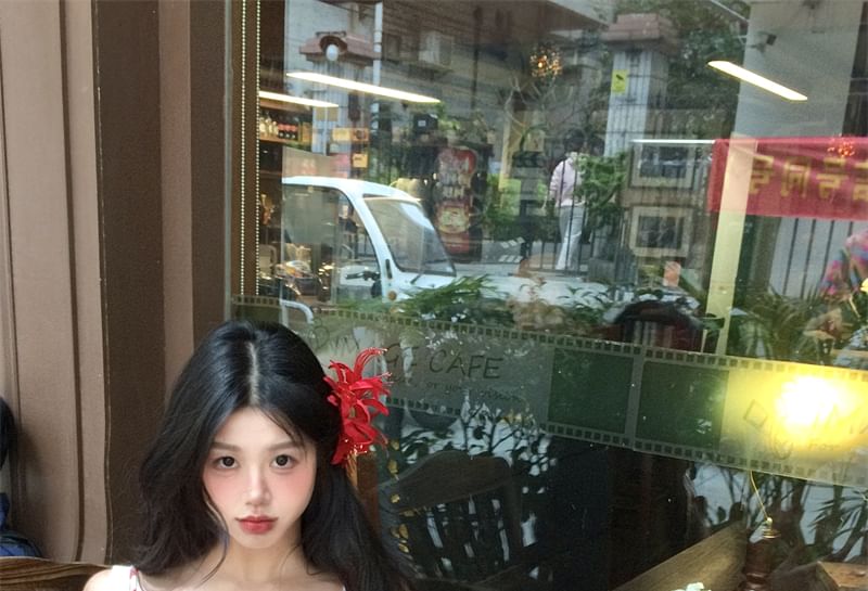 Spaghetti Bow Dress Plaid Mini Bodycon Strap Lace Trim