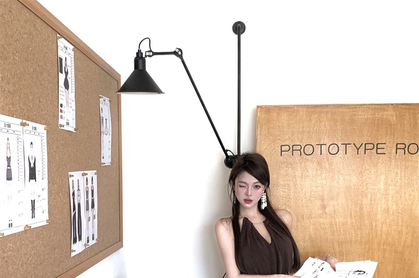 Asymmetrical Dress Bodycon Halter Plain Mini