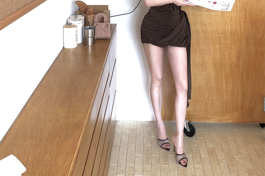 Asymmetrical Dress Bodycon Halter Plain Mini