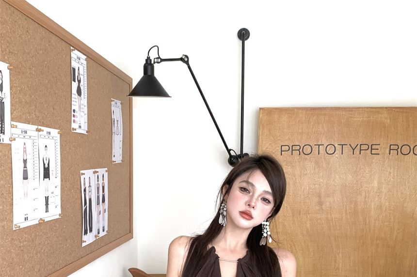 Asymmetrical Dress Bodycon Halter Plain Mini