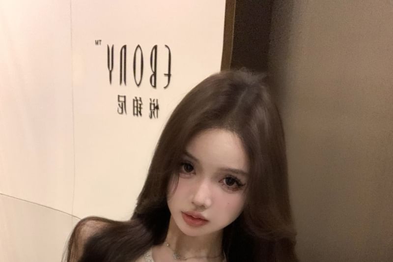 Halter-Neck Rhinestone Slit Bow Mini A-Line Dress