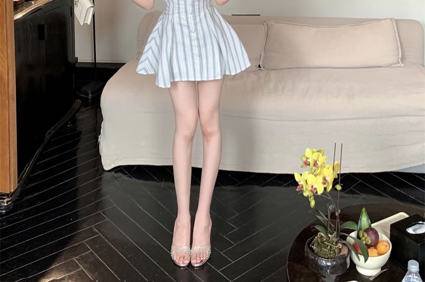 Strapless Mini A-Line Dress Striped