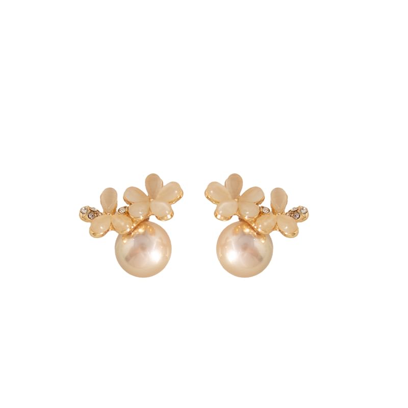 (Various Eye / Stud Floral Designs) Cuff Cat Stone Pearl Alloy Earring Faux Ear