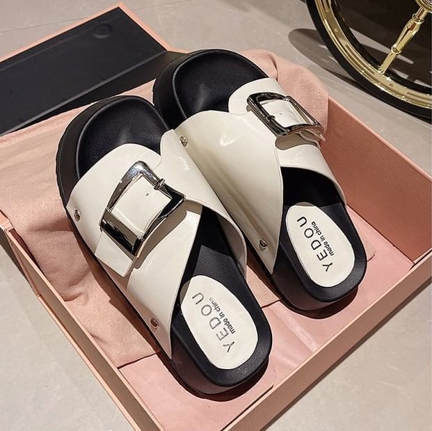 Sandals Faux Leather Buckled Platform