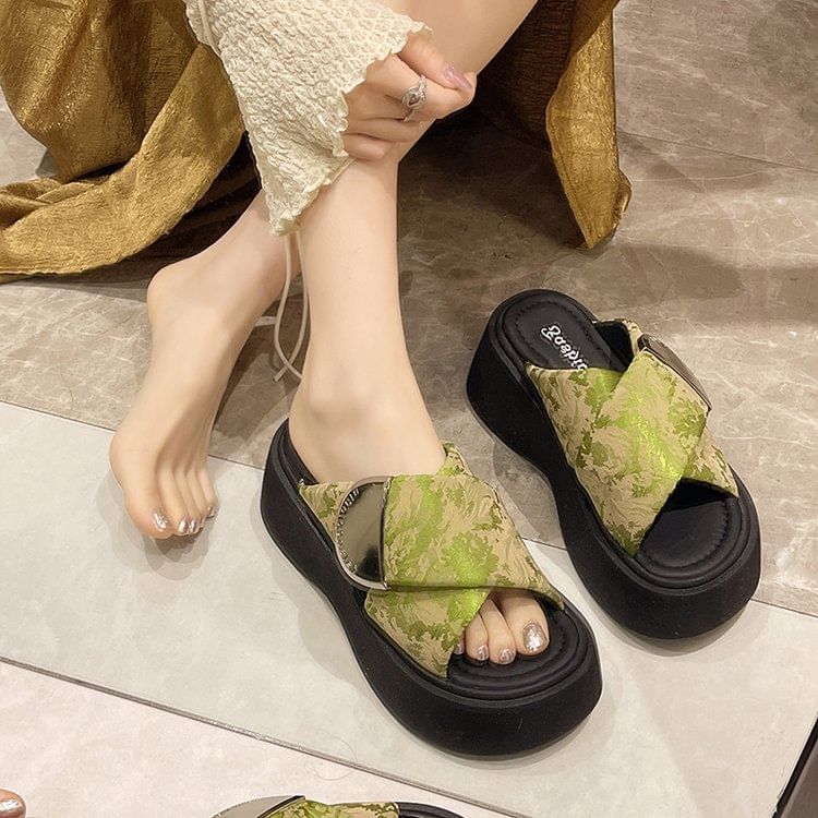Platform Sandals Strap Cross