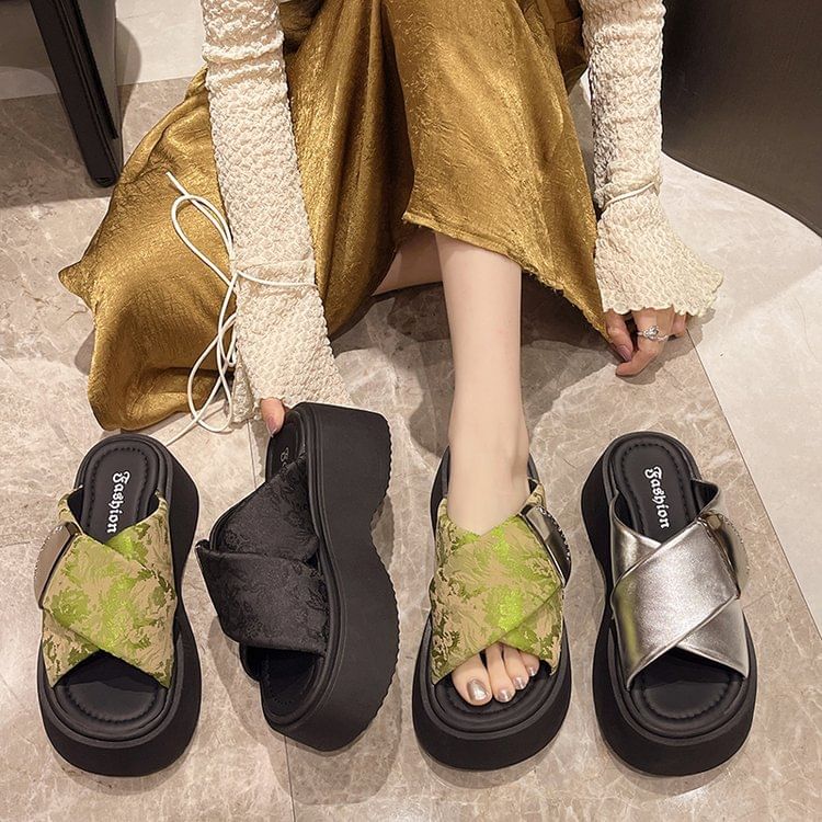 Platform Sandals Strap Cross