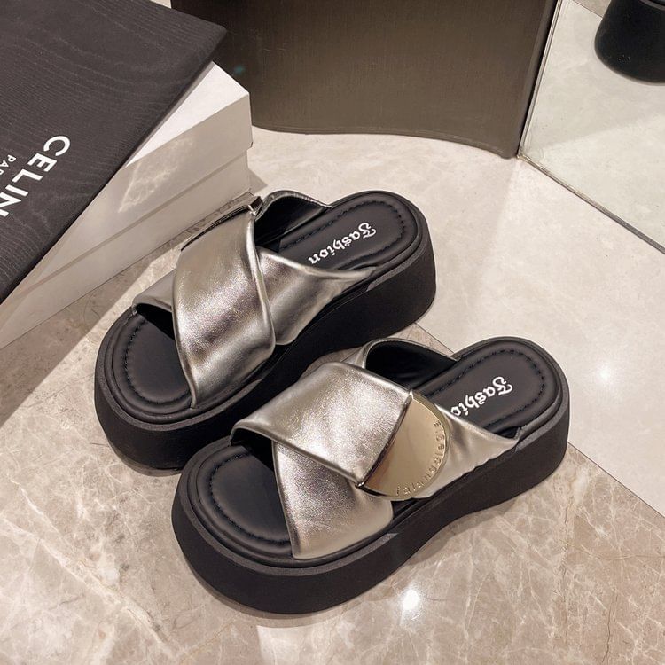 Platform Sandals Strap Cross