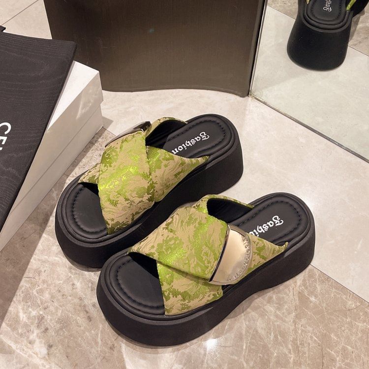 Platform Sandals Strap Cross