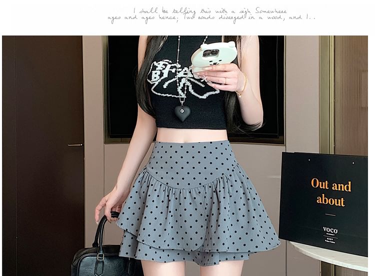 High Skirt A-Line Dotted Mini Waist