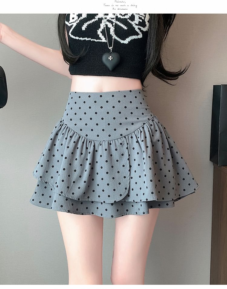 High Skirt A-Line Dotted Mini Waist