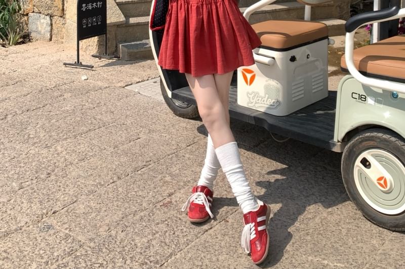 Plain Sleeveless A-Line Button Round Mini Neck Dress