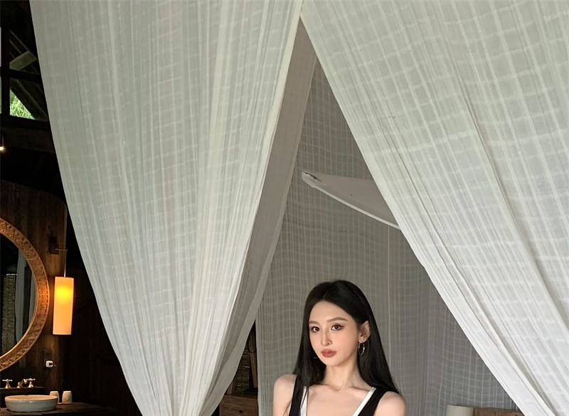 Fit Scoop Neck Top Mini Slim Plain Sleeveless Tank Dress Bodycon + Asymmetrical Set: