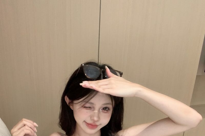 Trim Lace Print Spaghetti Mini Bodycon Strap Dress