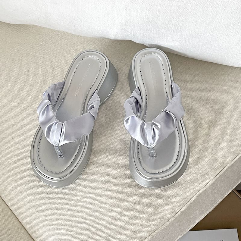 Platform Ruched Thong Sandals