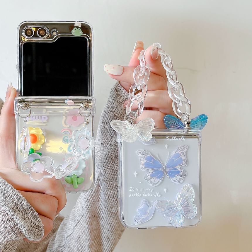 / Butterfly Phone Case Floral Strap Set