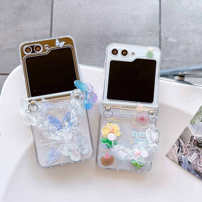 / Butterfly Phone Case Floral Strap Set