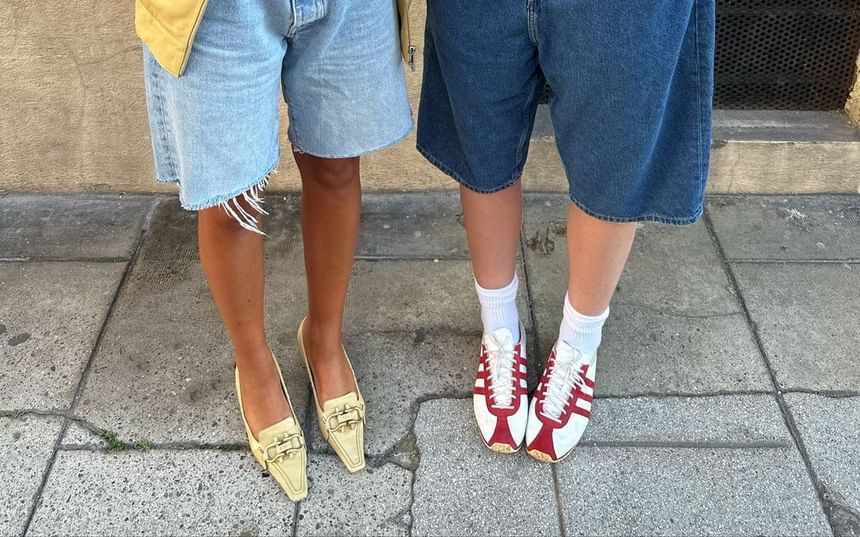 Low Washed Straight-Leg Shorts Denim Waist Pocket