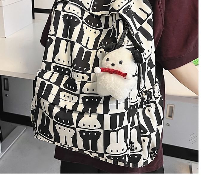 Print Rabbit Backpack Multi-Pocket