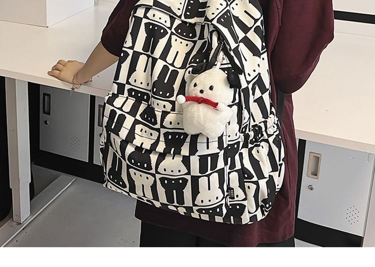 Print Rabbit Backpack Multi-Pocket