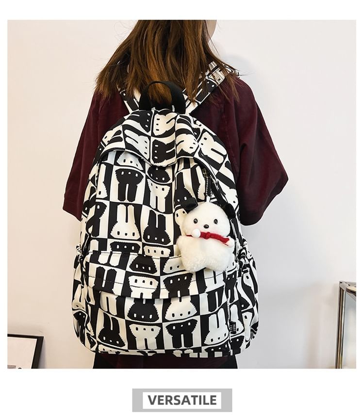 Print Rabbit Backpack Multi-Pocket