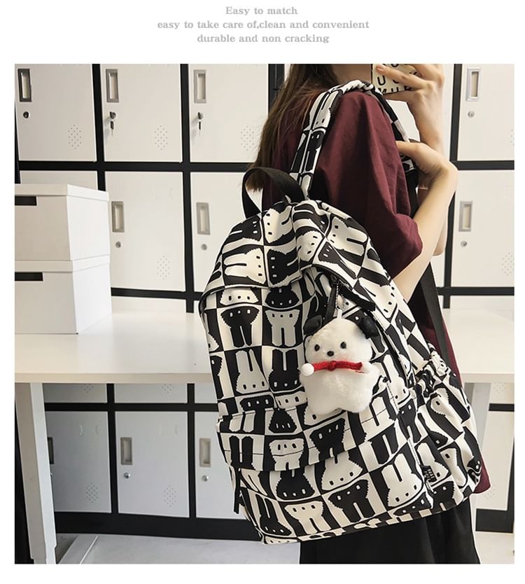 Print Rabbit Backpack Multi-Pocket