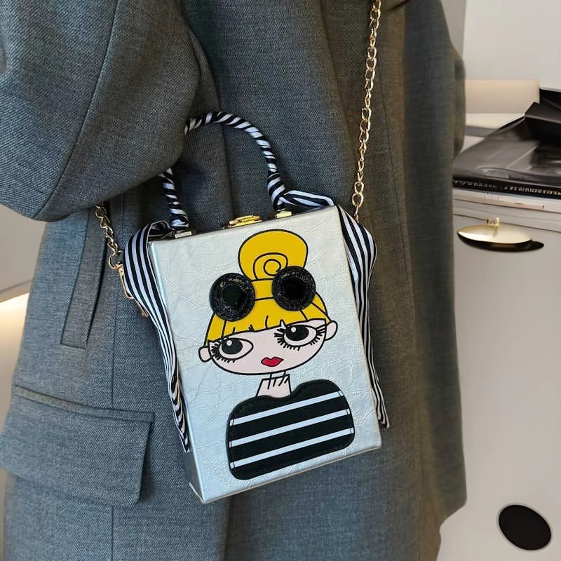 Print Crossbody Strap Bag Cartoon Chain