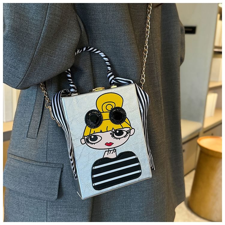 Print Crossbody Strap Bag Cartoon Chain