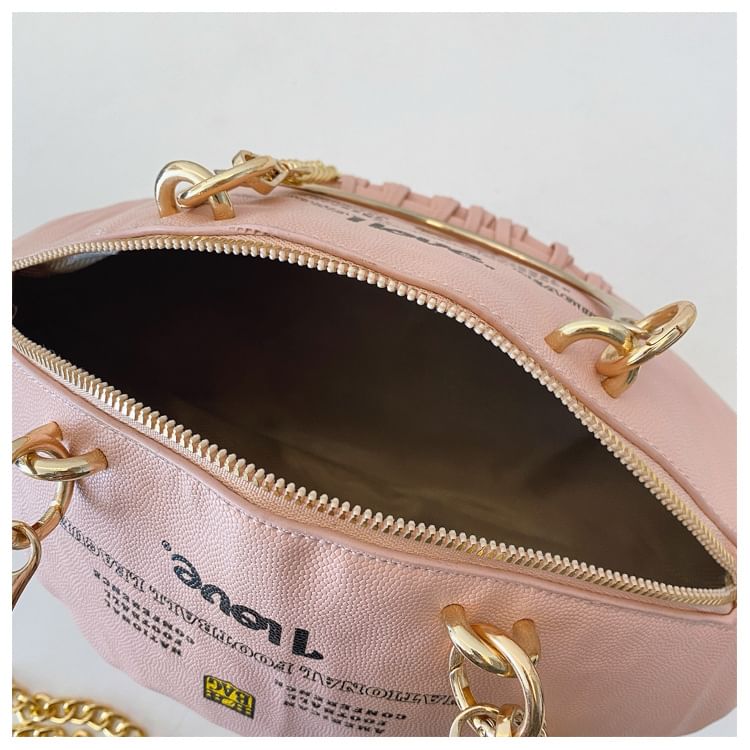 Strap Chain Rugby Crossbody Lettering Bag