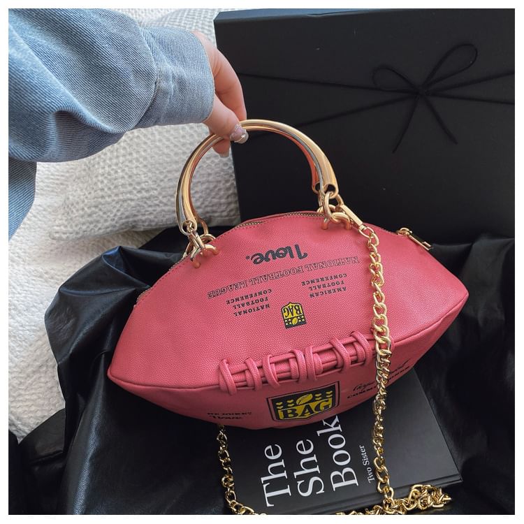 Strap Chain Rugby Crossbody Lettering Bag