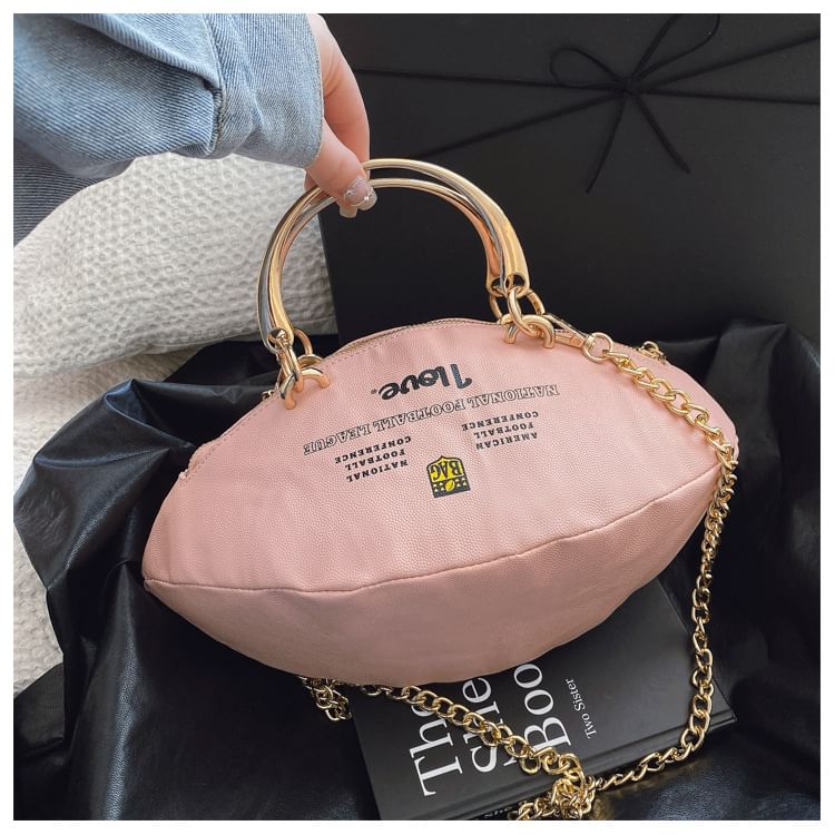 Strap Chain Rugby Crossbody Lettering Bag
