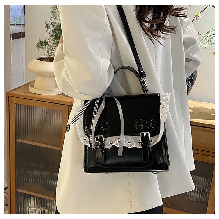 Lace Trim Bow Flap Backpack